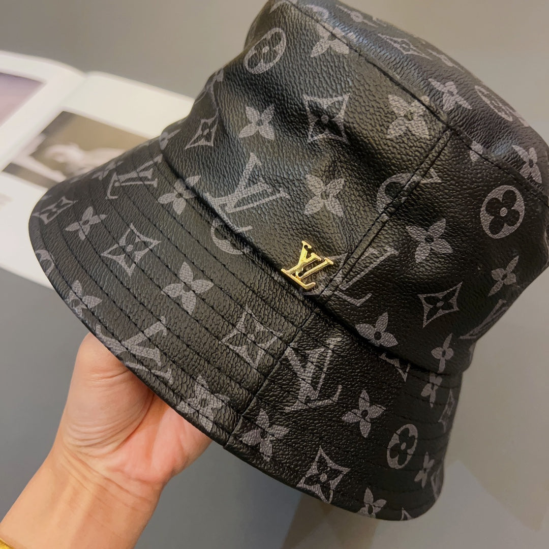 Cappello da pescatore in pelle monogramma di lusso | Cappello 1v di design di lusso