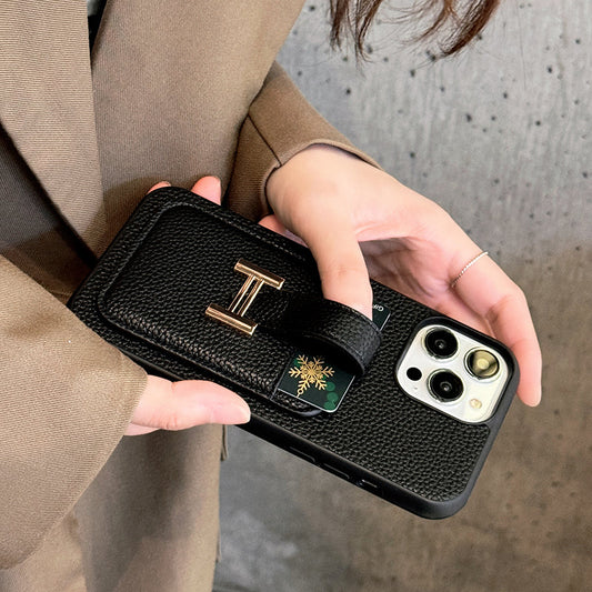 H-kortholder iPhone-etui i skinn