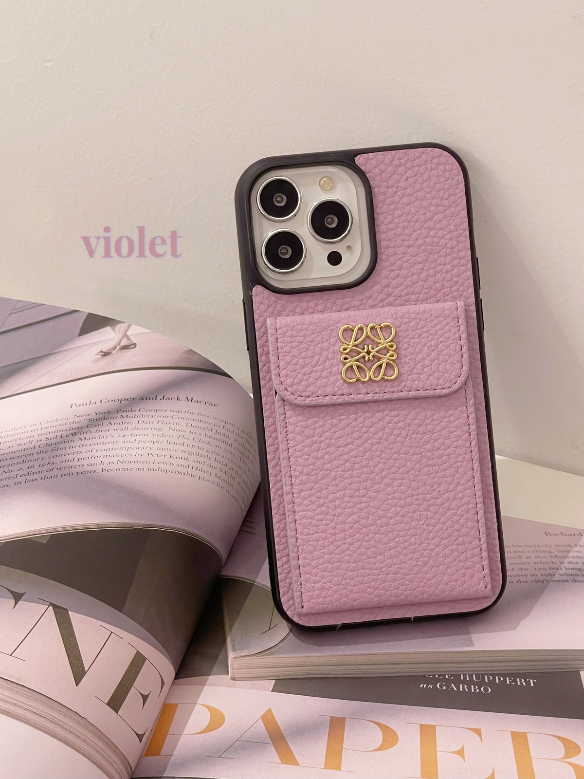 カードホルダー付き高級iPhoneケース ブラック-QBK240603