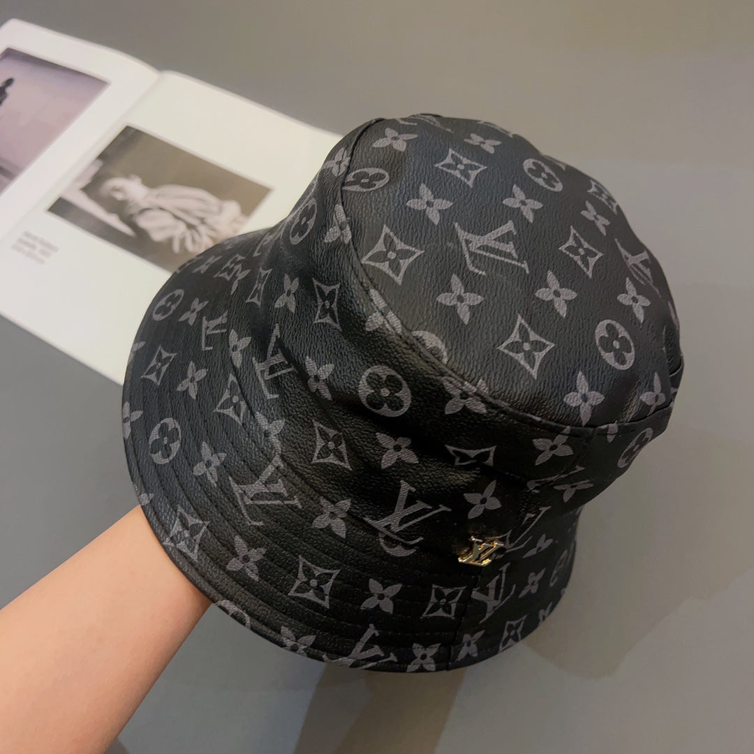 Cappello da pescatore in pelle monogramma di lusso | Cappello 1v di design di lusso