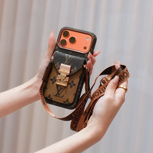 Op luxe geïnspireerde leren iPhone-hoesje met kaartzakje