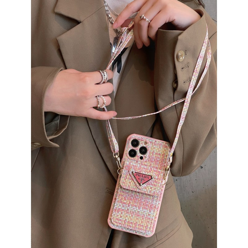 Crossbody puzdro na iPhone z luxusnej tkaniny Weave Card Bag