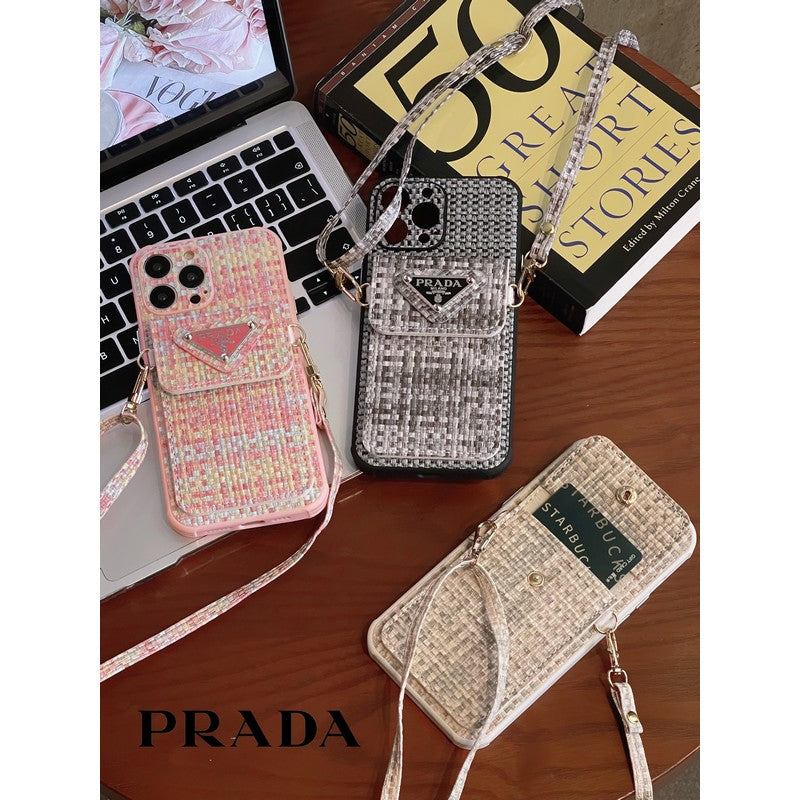 Crossbody puzdro na iPhone z luxusnej tkaniny Weave Card Bag