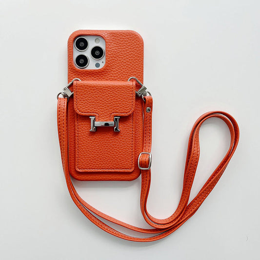 H Card Holder Leather Chain iPhone-deksel