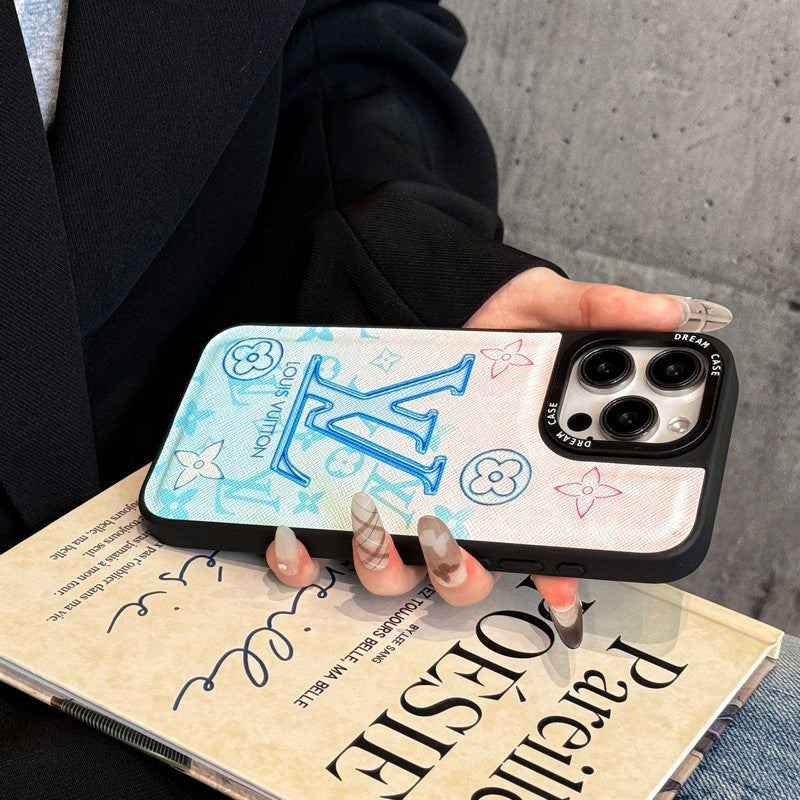 Luksus blått lær iPhone-deksel