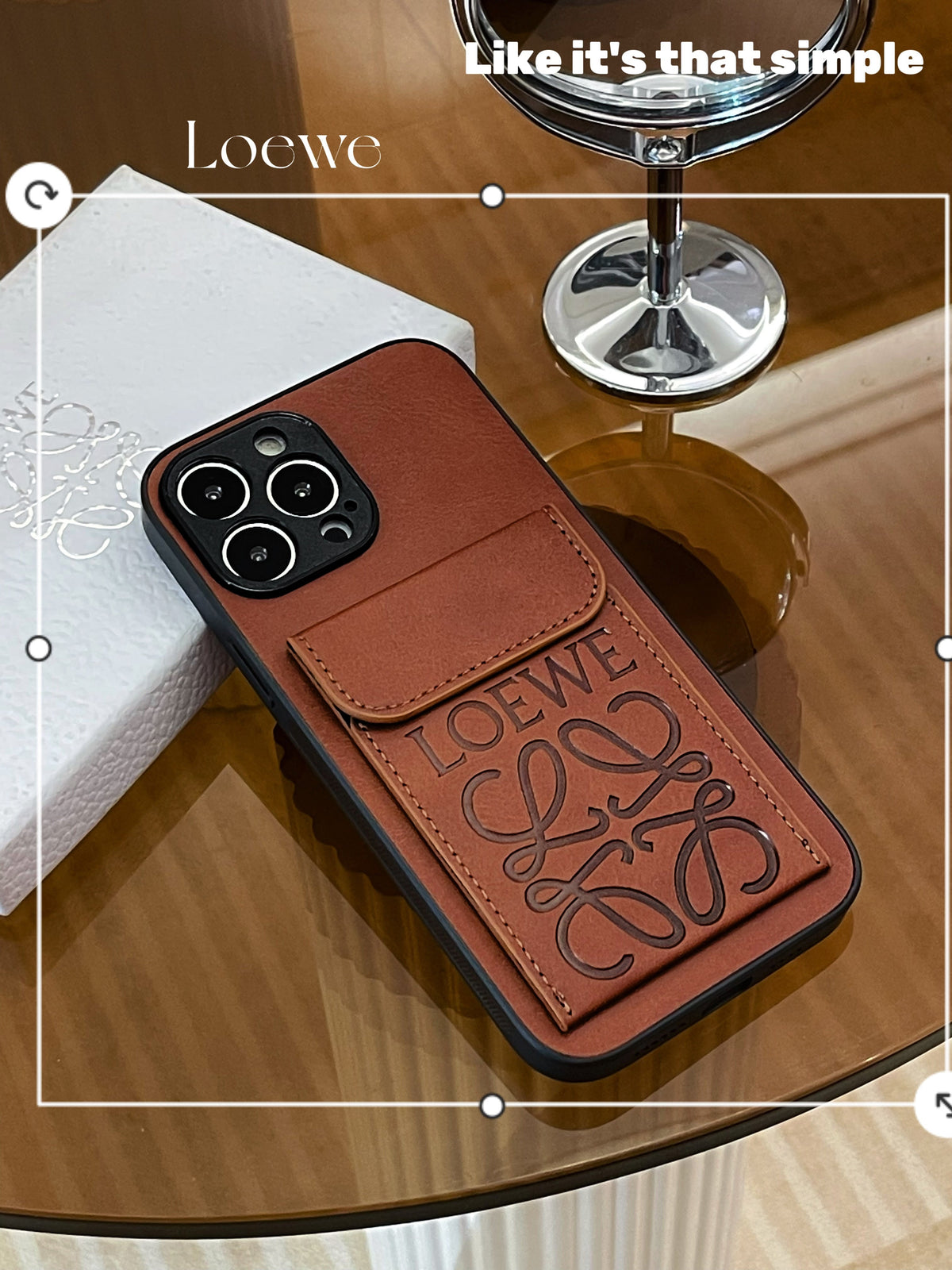 Luksus iPhone-etui med kortholder Brun-LZP241448