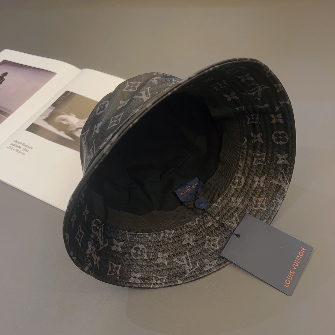 Cappello da pescatore in pelle monogramma di lusso | Cappello 1v di design di lusso