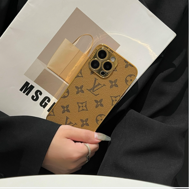 Luxuriöse iPhone-Hülle mit klassischem Monogramm und galvanisierten Goldrändern