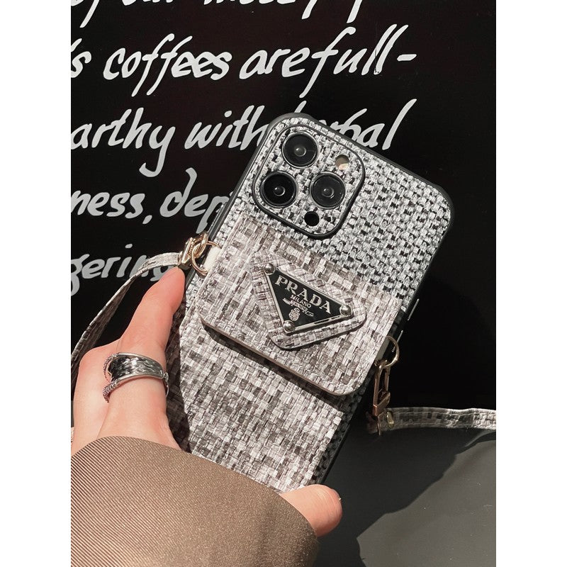 Crossbody puzdro na iPhone z luxusnej tkaniny Weave Card Bag