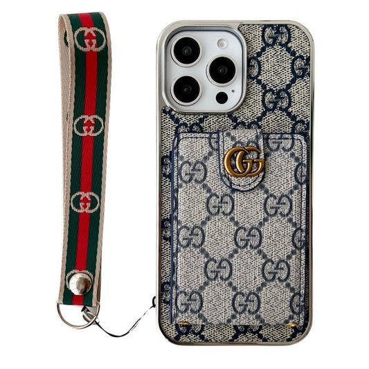 Funda de iPhone con cadena de mano premium