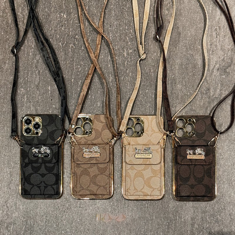 Klassisk kortväska läderkedja iPhonefodral
