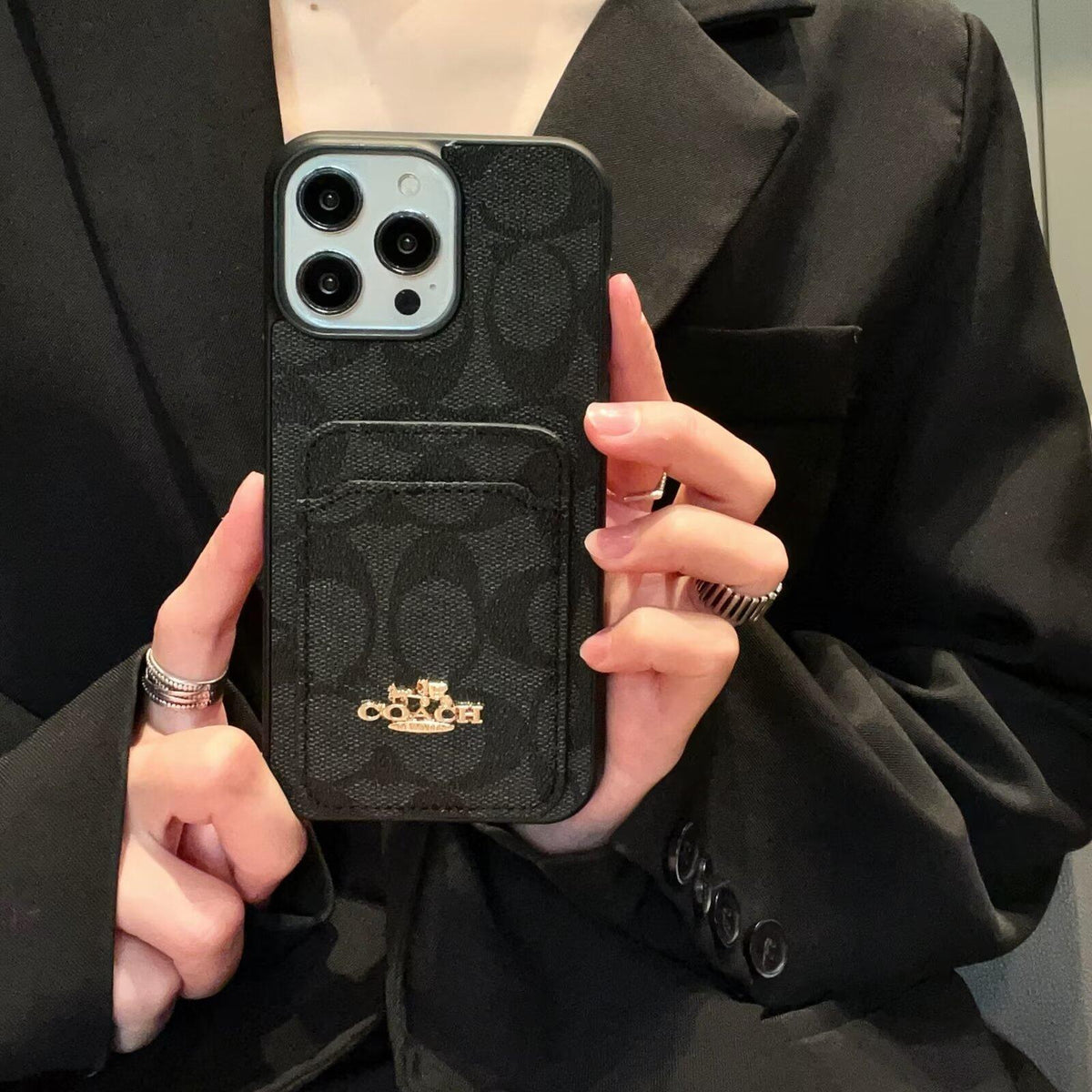 Klassisk kortväska till iPhone läderfodral