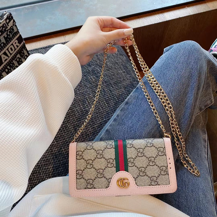 Bolsa de telefone de luxo, capa e porta-cartões para Samsung