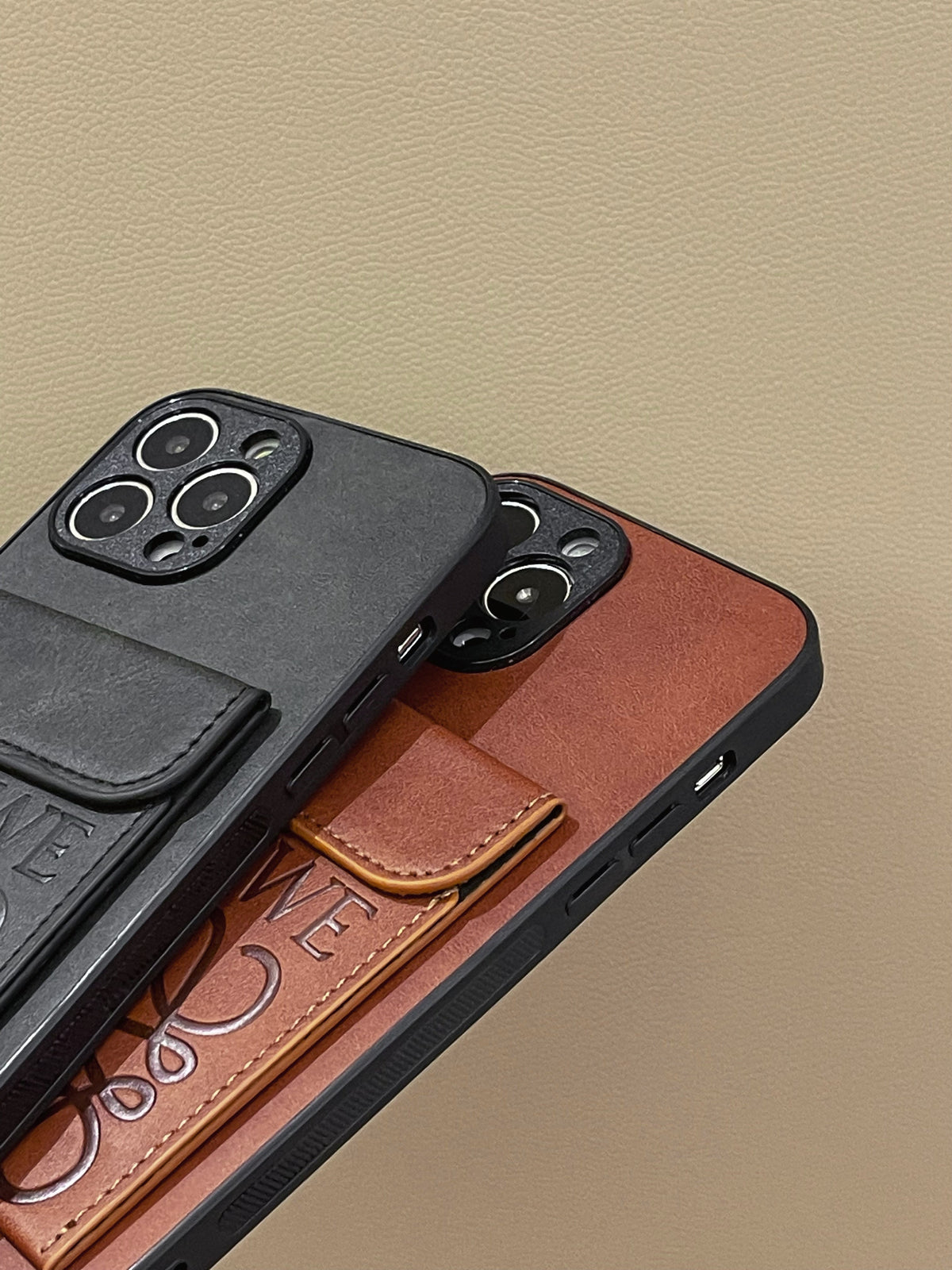 Luksus iPhone-etui med kortholder Brun-LZP241448