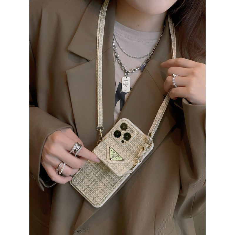 Crossbody puzdro na iPhone z luxusnej tkaniny Weave Card Bag