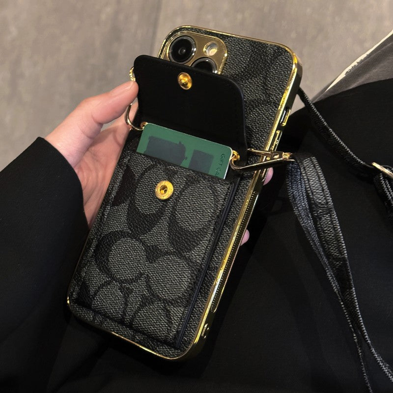 Klassisk kortväska läderkedja iPhonefodral