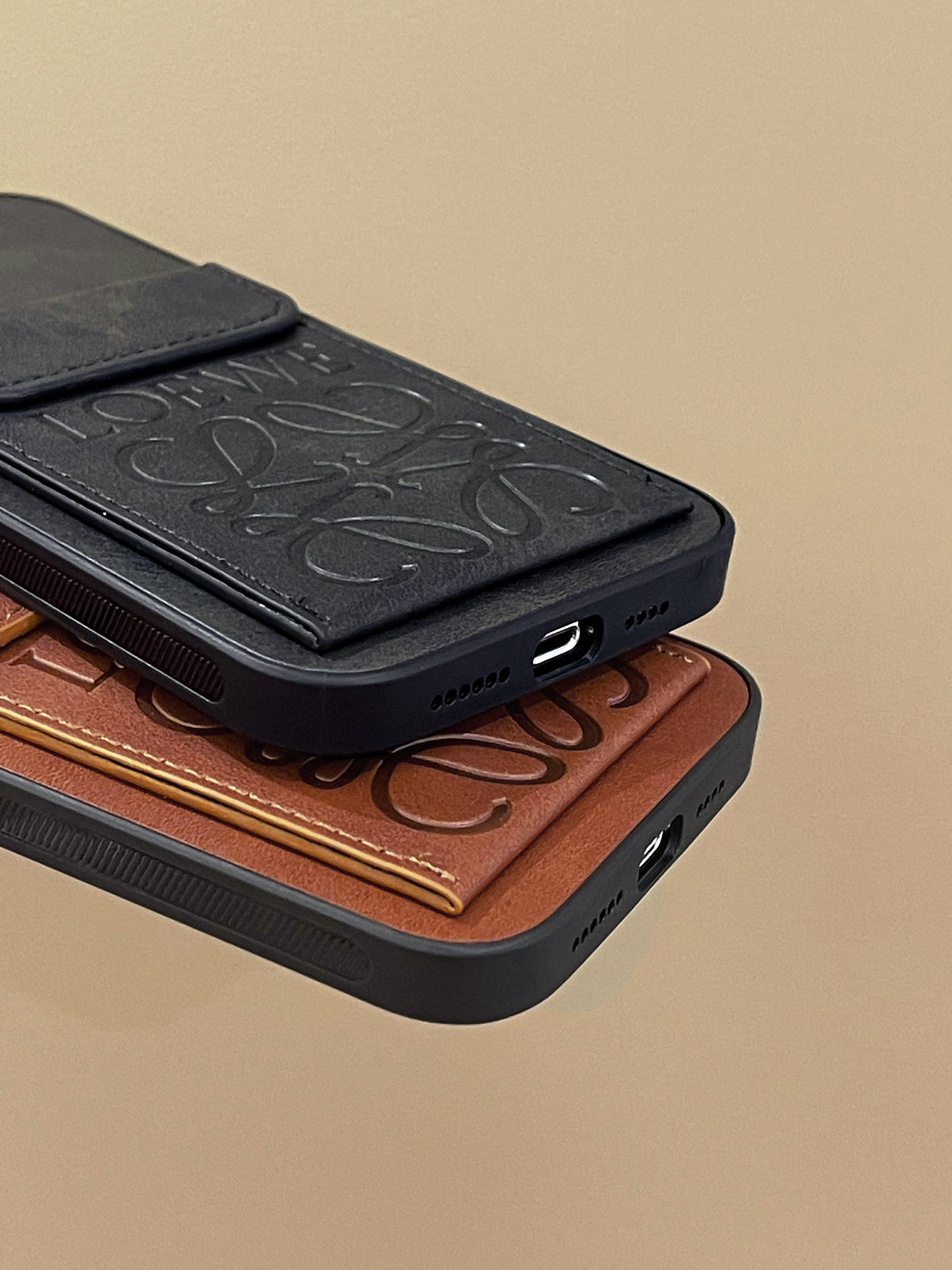 Luxus iPhone tok kártyatartóval, fekete-LZP241448