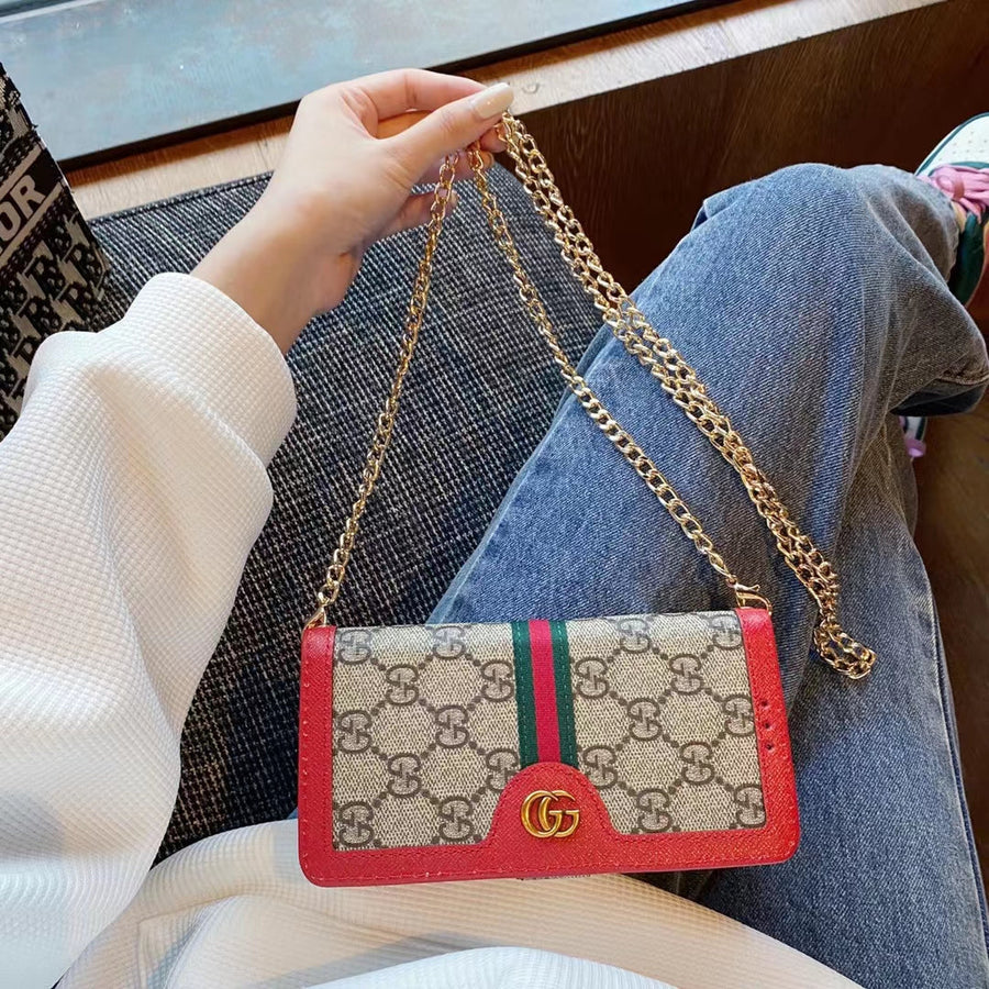 Bolsa de telefone de luxo, capa e porta-cartões para Samsung