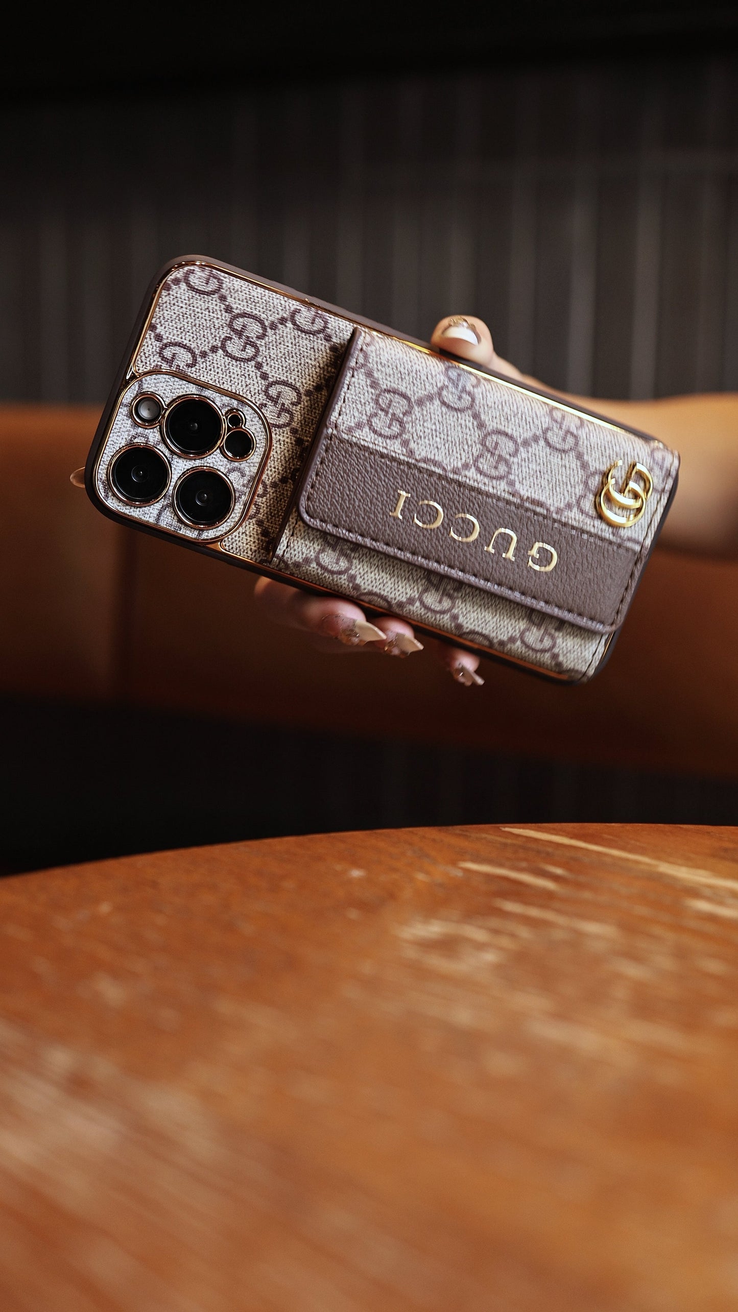 Luxury Advanced Leather iPhone Case with Card Holder & Strap