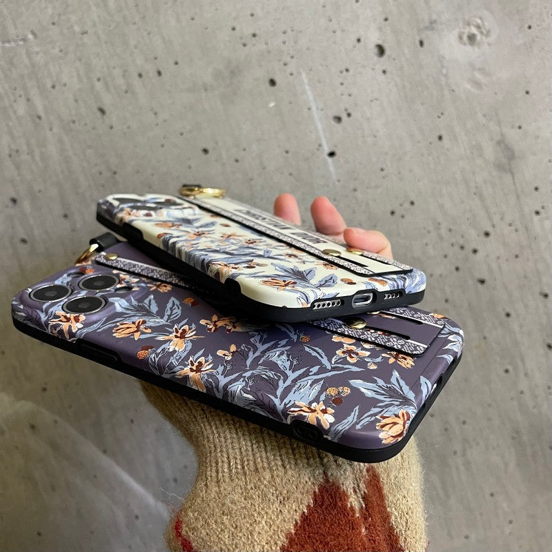 Módní fialovo-bílé pouzdro na náramek na iPhone