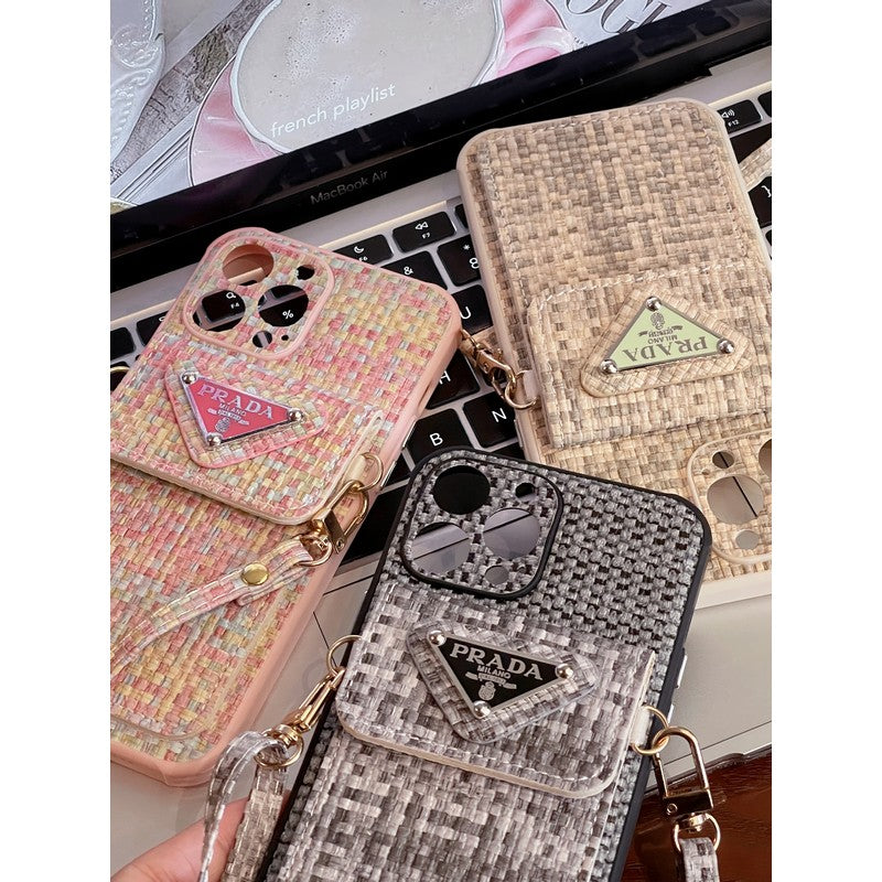 Crossbody puzdro na iPhone z luxusnej tkaniny Weave Card Bag