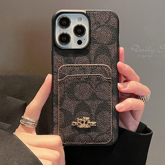 Klassisk kortveske til iPhone i skinn
