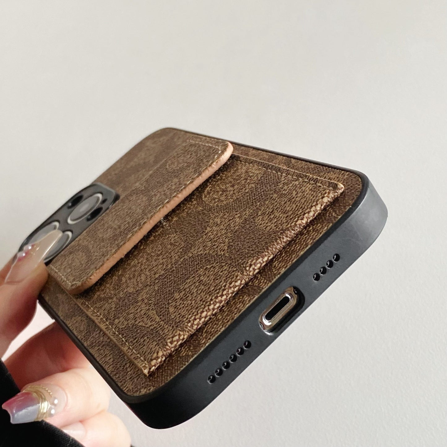 Classic iPhone Case With Wallet Light Brown-HP240513