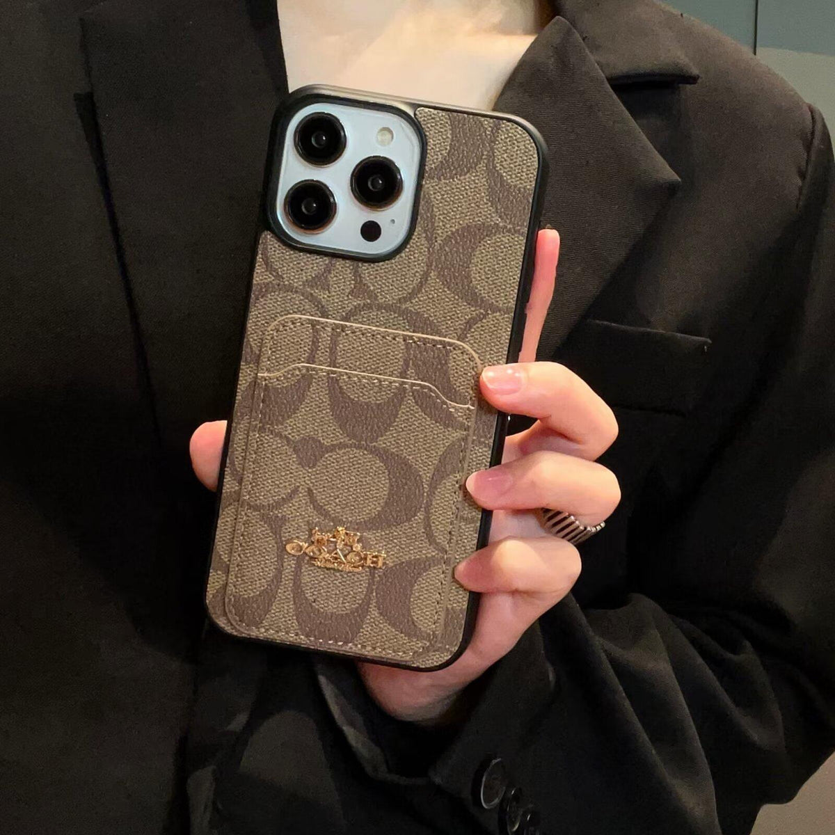 Klassisk kortväska till iPhone läderfodral