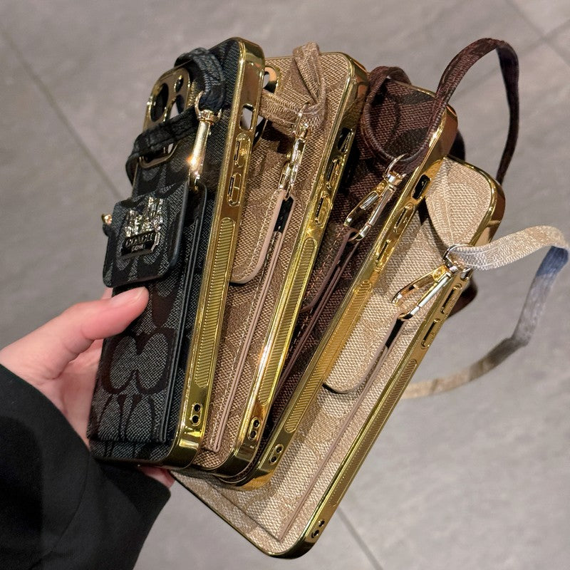Klassisk kortväska läderkedja iPhonefodral