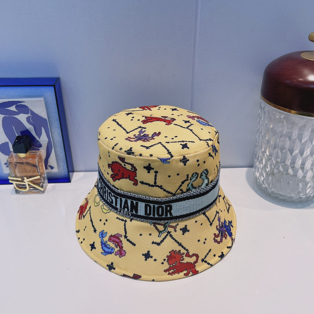Cappello da pescatore vintage in tessuto obliquo | Cappello da pescatore in cotone di design di lusso