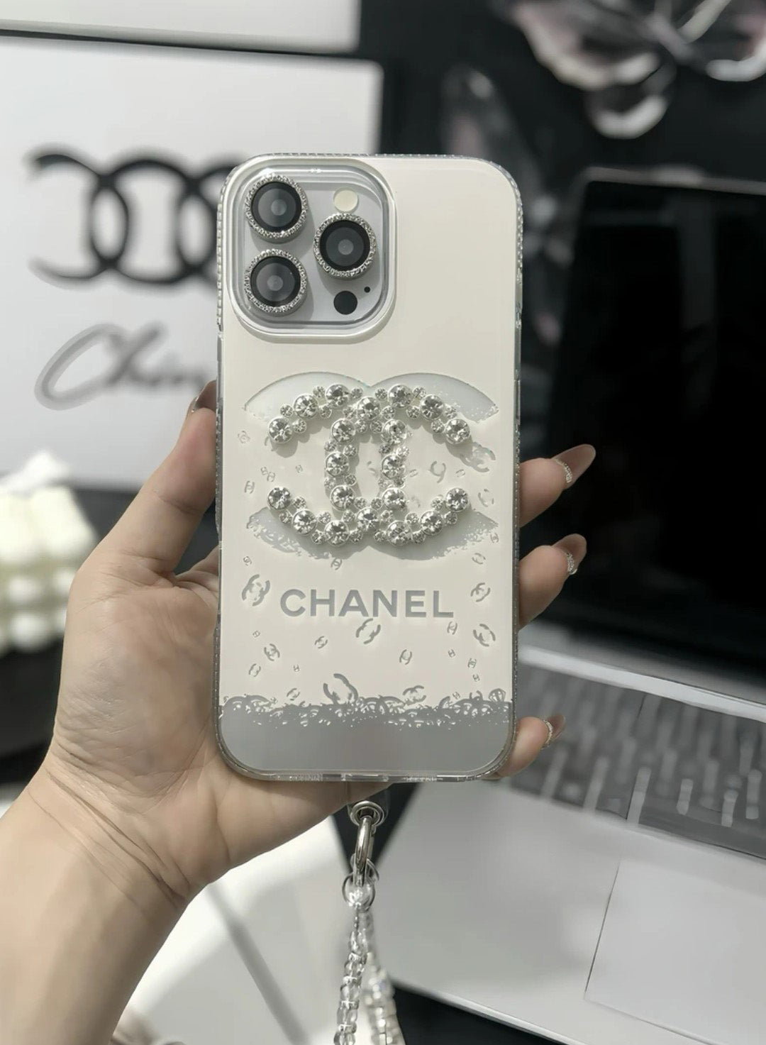 Tyylikäs ylellinen kristalli iPhone-kotelo rannekoruhihnalla