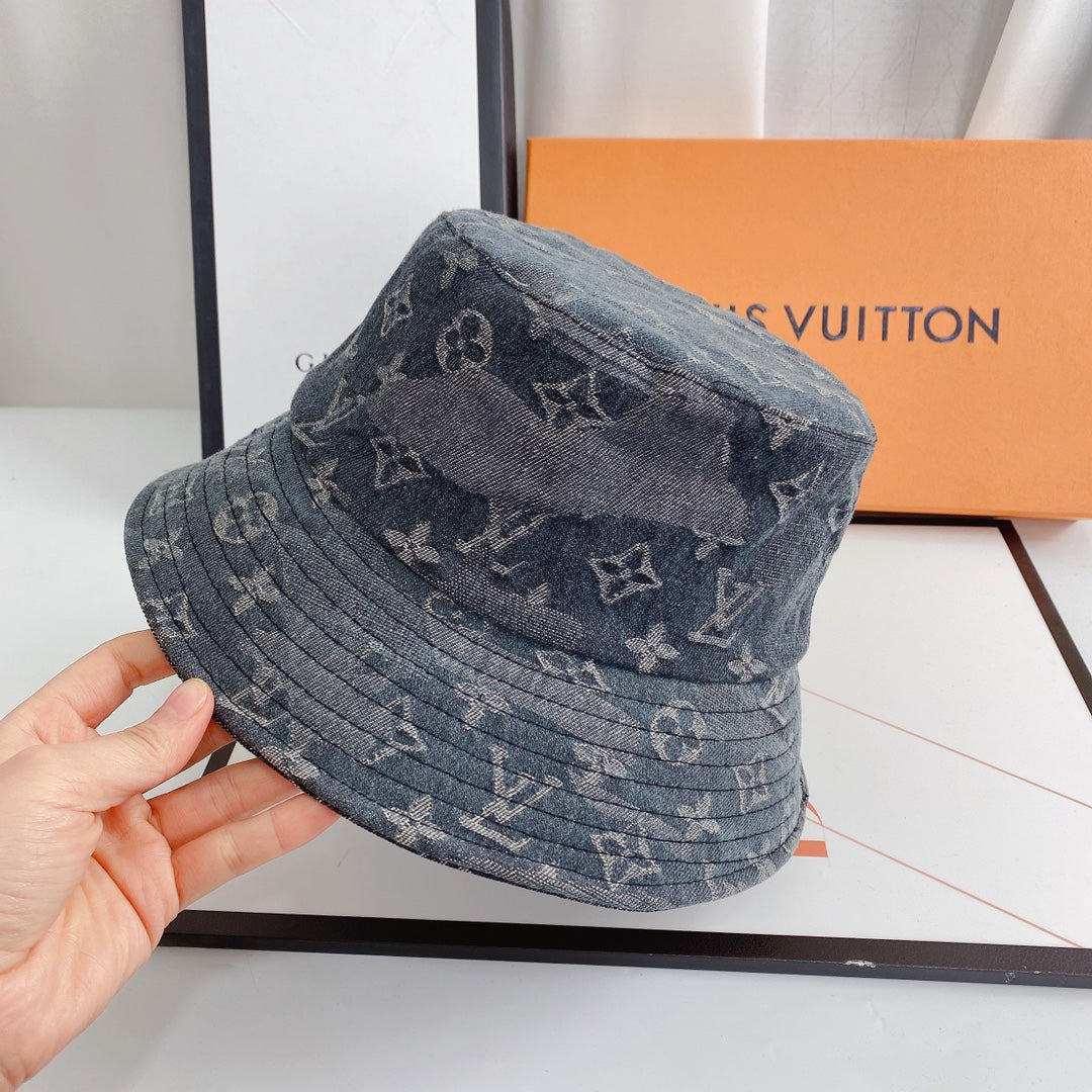 Luksus 1v Monogram Jacquard Denim Bucket Hat til Mænd & Damer