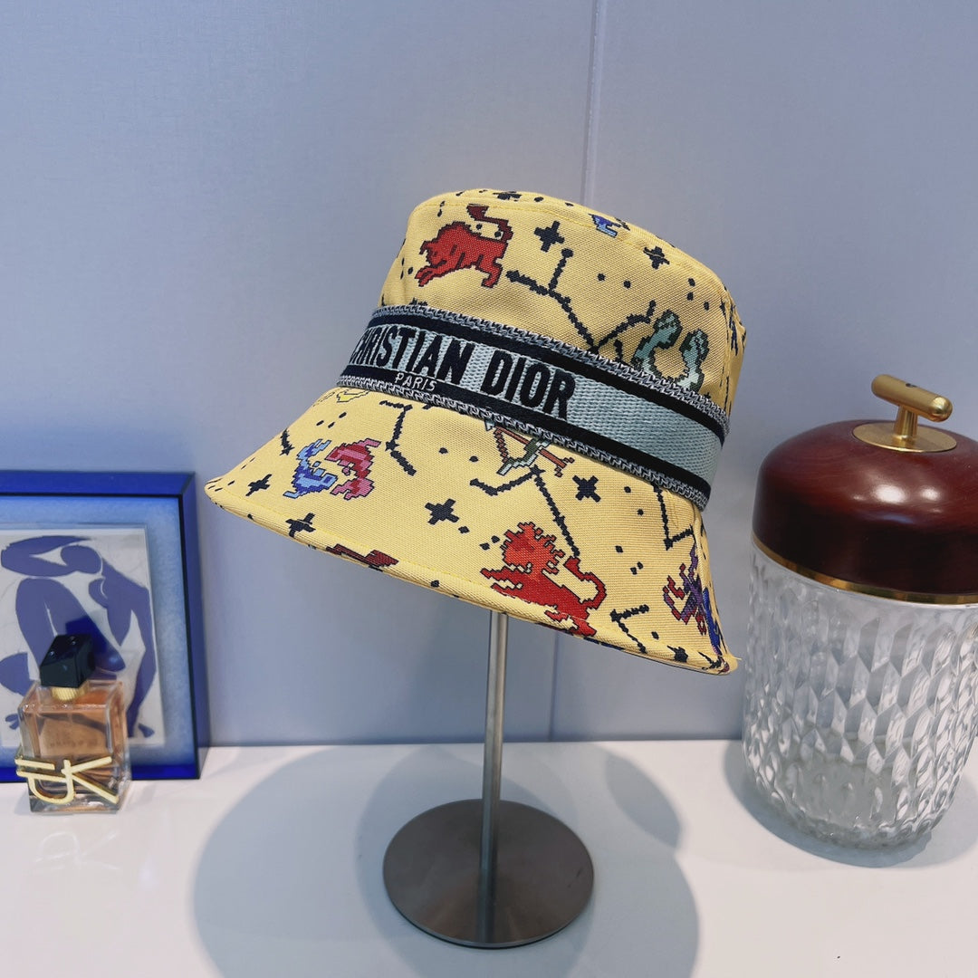 Cappello da pescatore vintage in tessuto obliquo | Cappello da pescatore in cotone di design di lusso