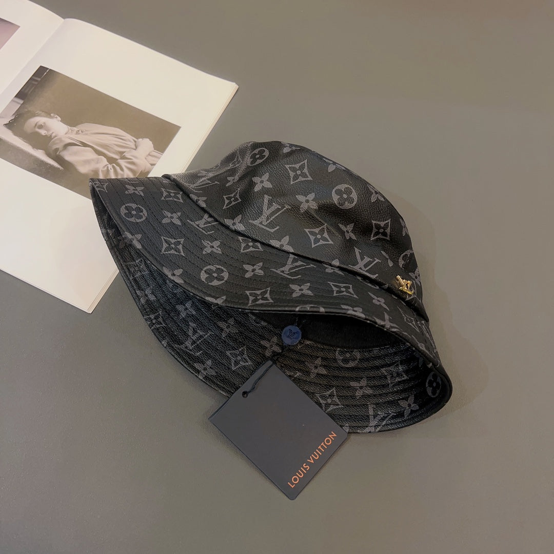 Cappello da pescatore in pelle monogramma di lusso | Cappello 1v di design di lusso