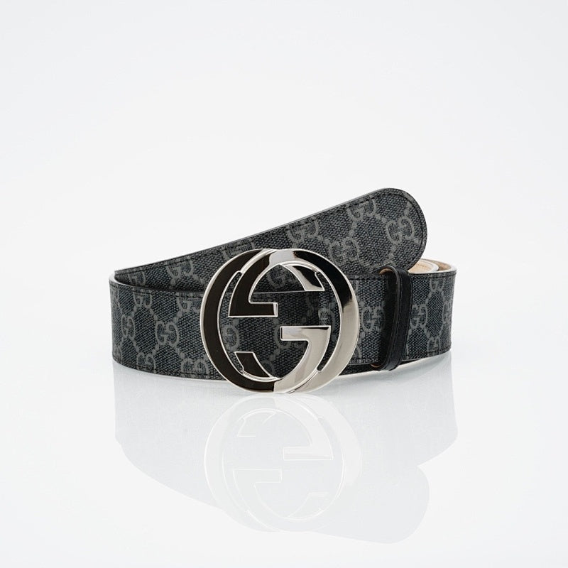 G Reversible Leather Belt with Silver Buckle