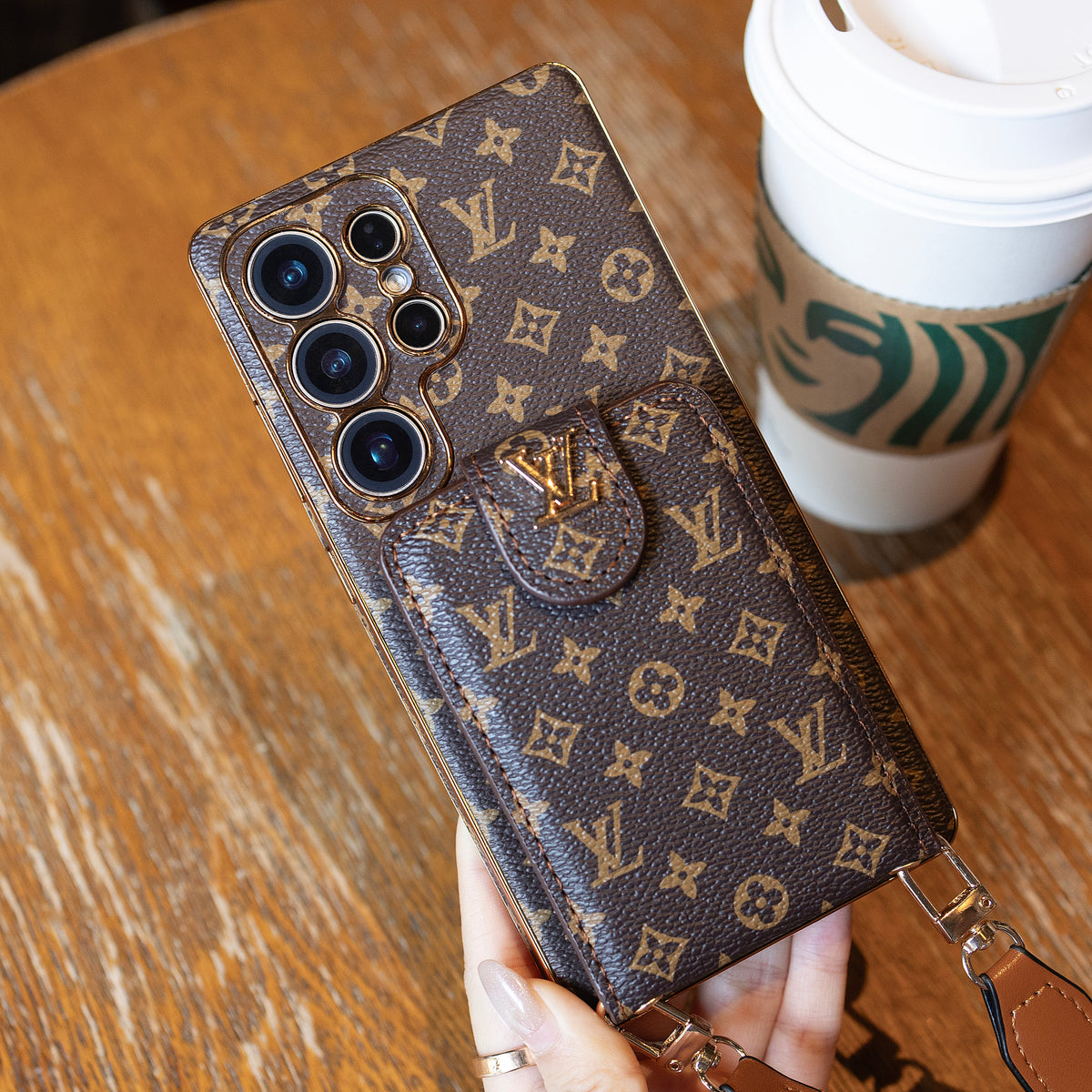 Advanced Leather Samsung Phone Case with Wallet and Strap..