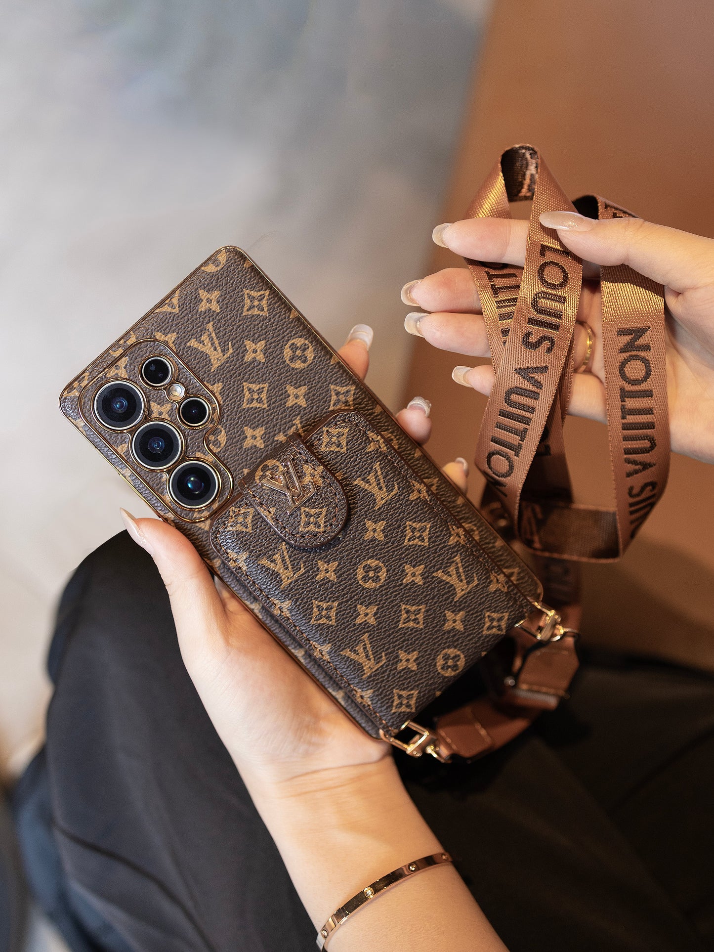Advanced Leather Samsung Phone Case with Wallet and Strap..