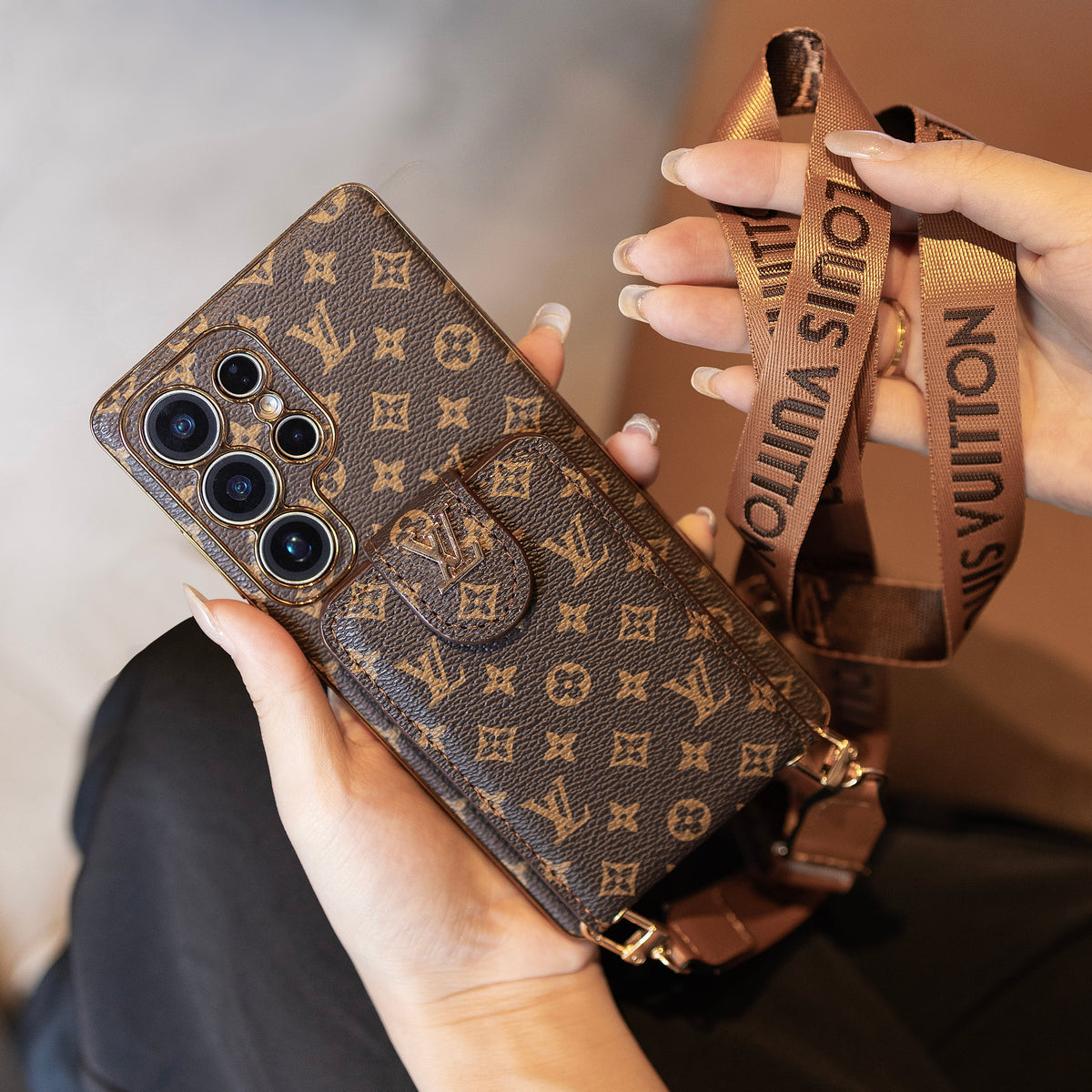 Advanced Leather Samsung Phone Case with Wallet and Strap..