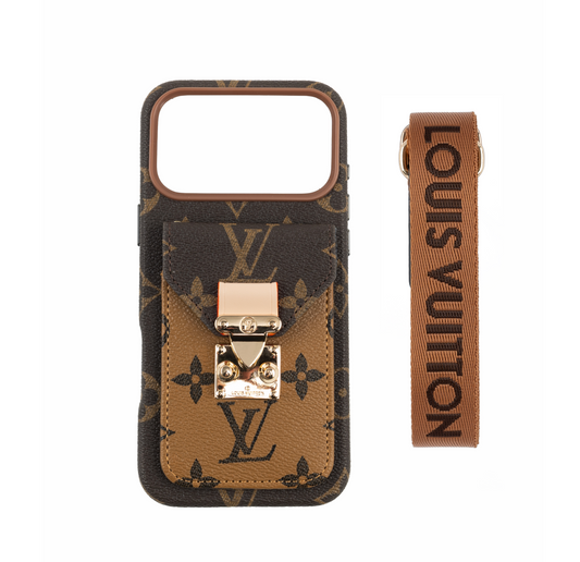 Op luxe geïnspireerde leren iPhone-hoesje met kaartzakje