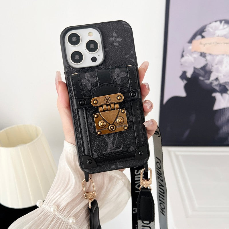 Luksus Black & White Crossbody Chain iPhone etui