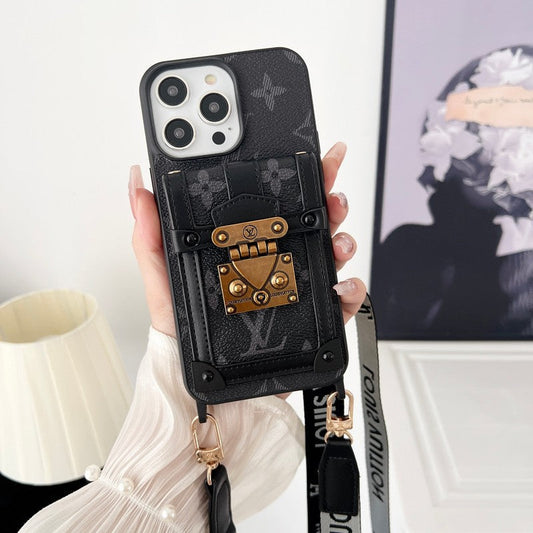 Luksus Svart & Hvit Crossbody Chain iPhone-deksel