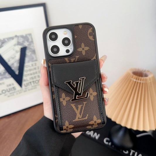 Luksus Card Bag Color iPhone-deksel