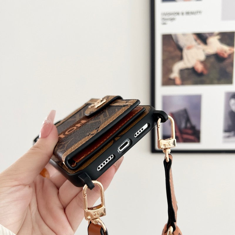 Luxury Card Bag Chain Classic Brown iPhone Case