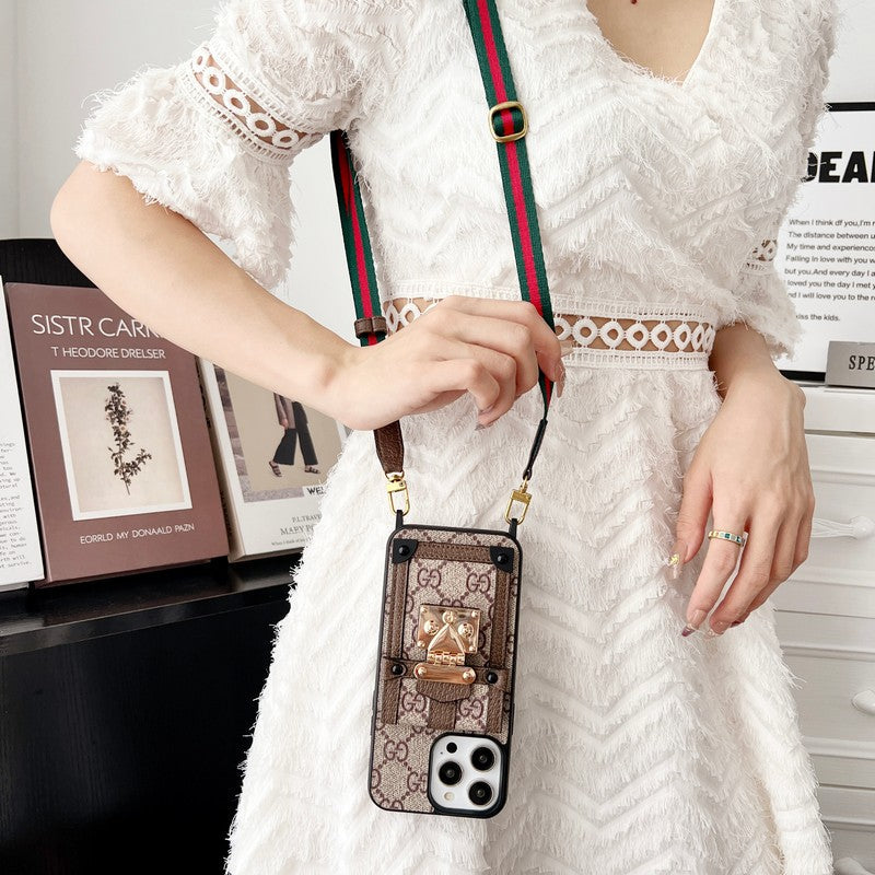 Premium Card Bag Chain Klassiskt iPhone-fodral