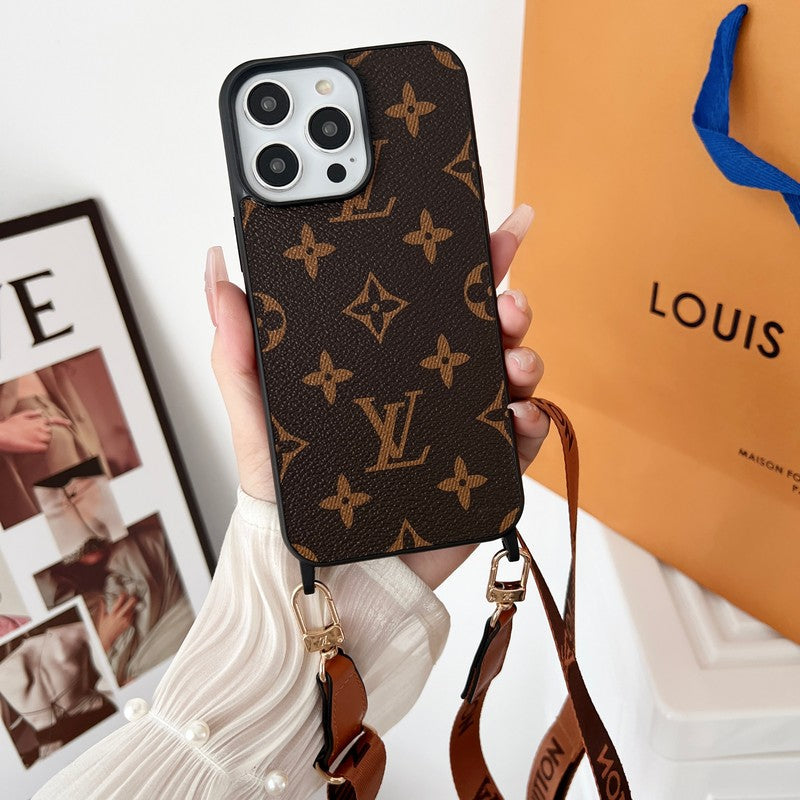 Luxusné hnedé crossbody puzdro na iPhone
