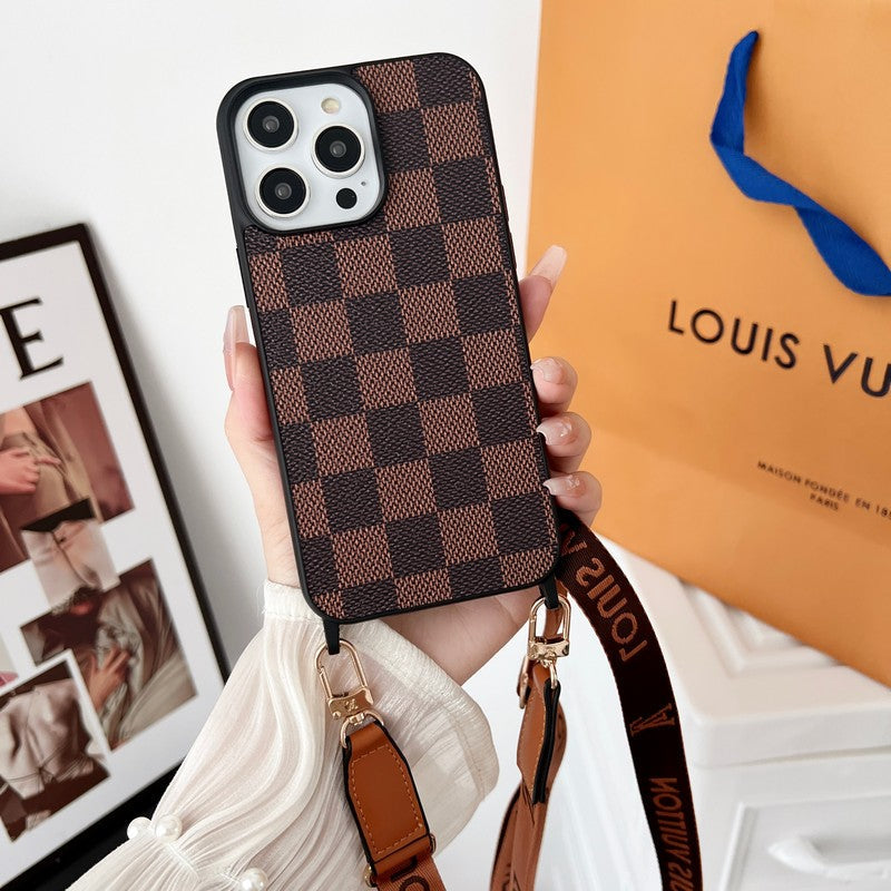 Luxusné hnedé crossbody puzdro na iPhone