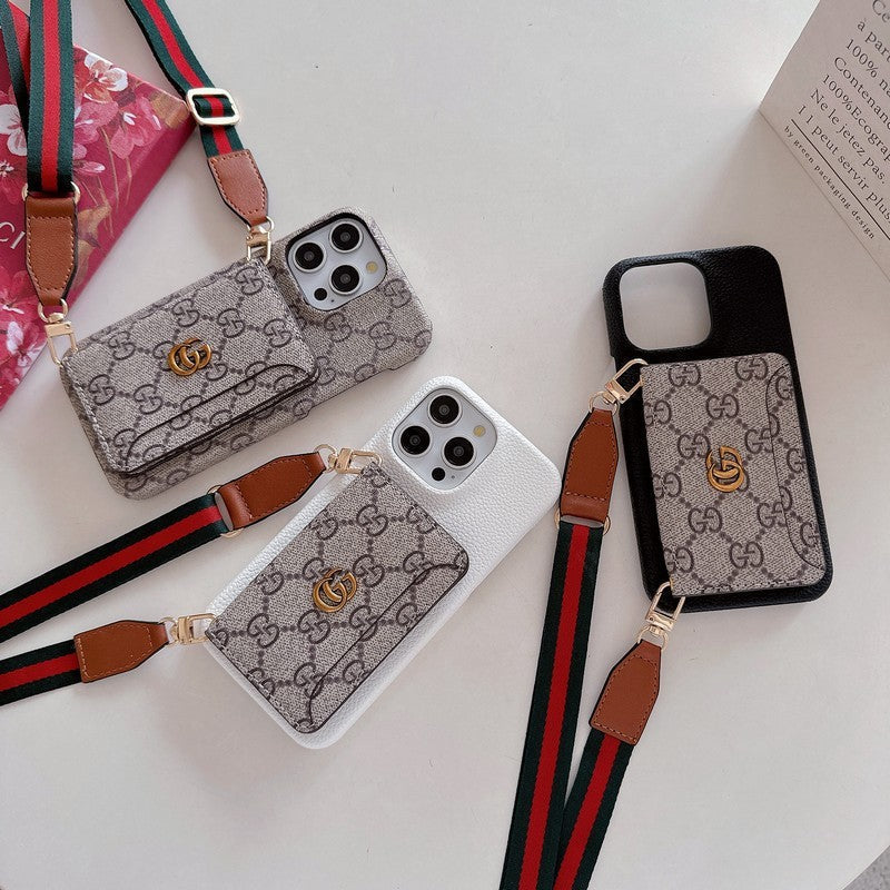 Funda para iPhone clásica con bolso cruzado para tarjetas premium