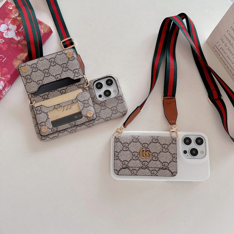 Funda para iPhone clásica con bolso cruzado para tarjetas premium