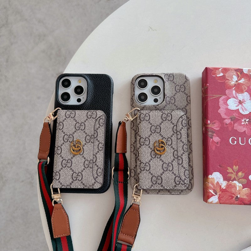 Funda para iPhone clásica con bolso cruzado para tarjetas premium