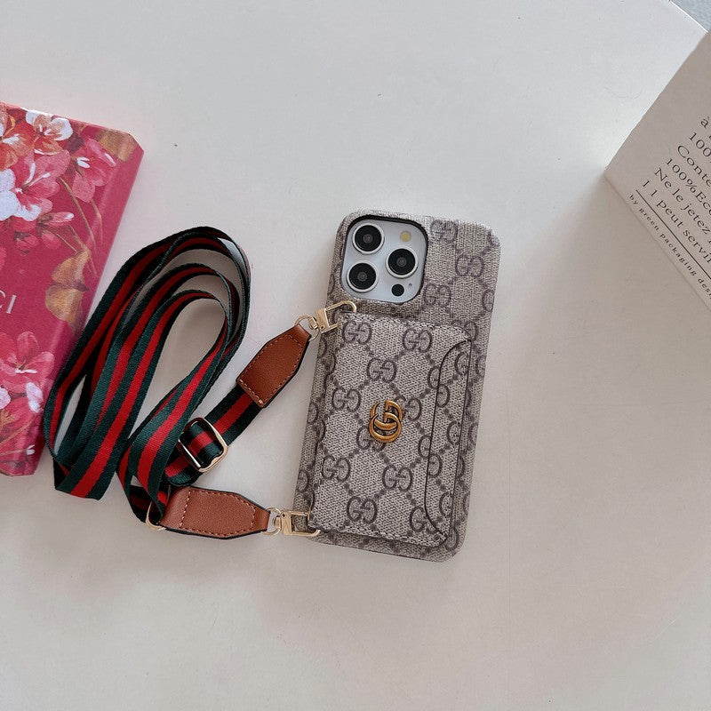 Funda para iPhone clásica con bolso cruzado para tarjetas premium